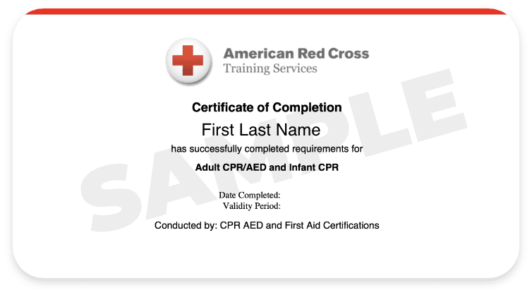 Adult & Pediatric CPR AED certification card